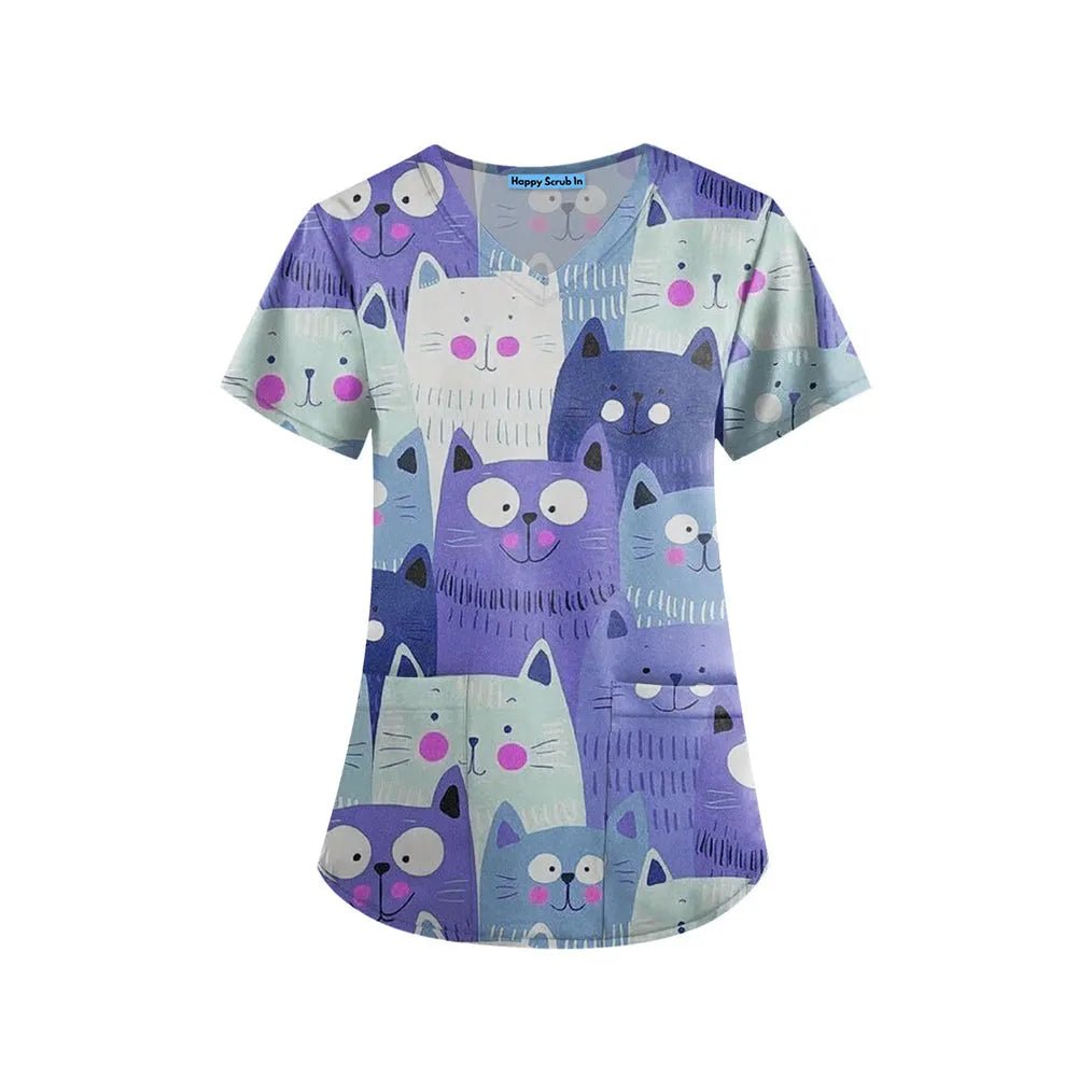Cat - astrophic Scrub Top - Happy Scrub In | Scrubs With Style