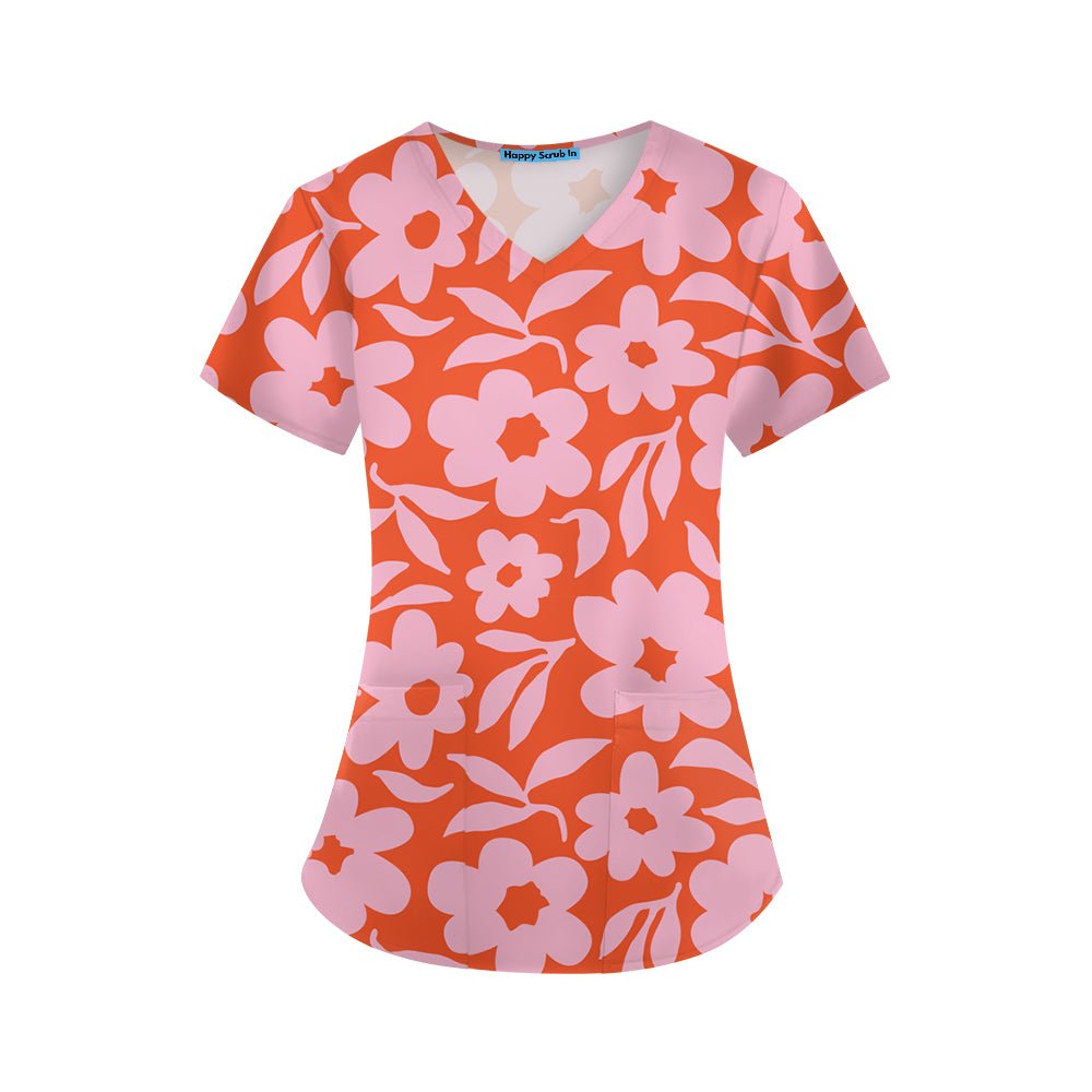 Coral Crush Scrub Top - Happy Scrub In | Scrubs With Style