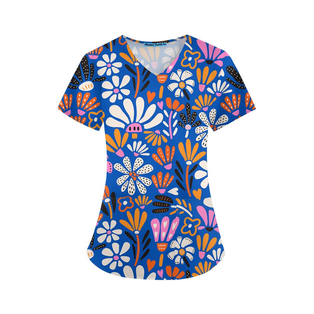Dopamine Flowers Scrub Top – Happy Scrub In Scrubs With Style