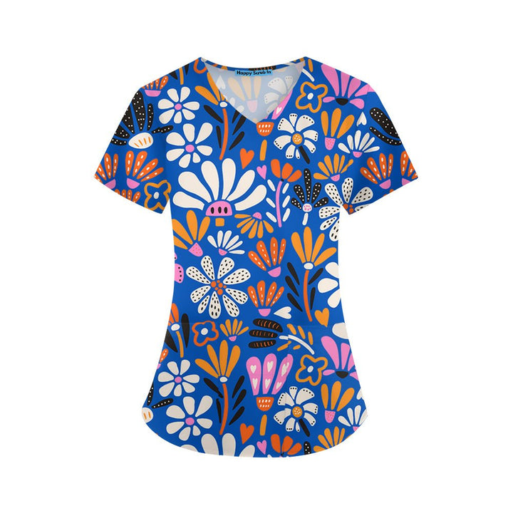 Dopamine Flowers Scrub Top - Happy Scrub In | Scrubs With Style