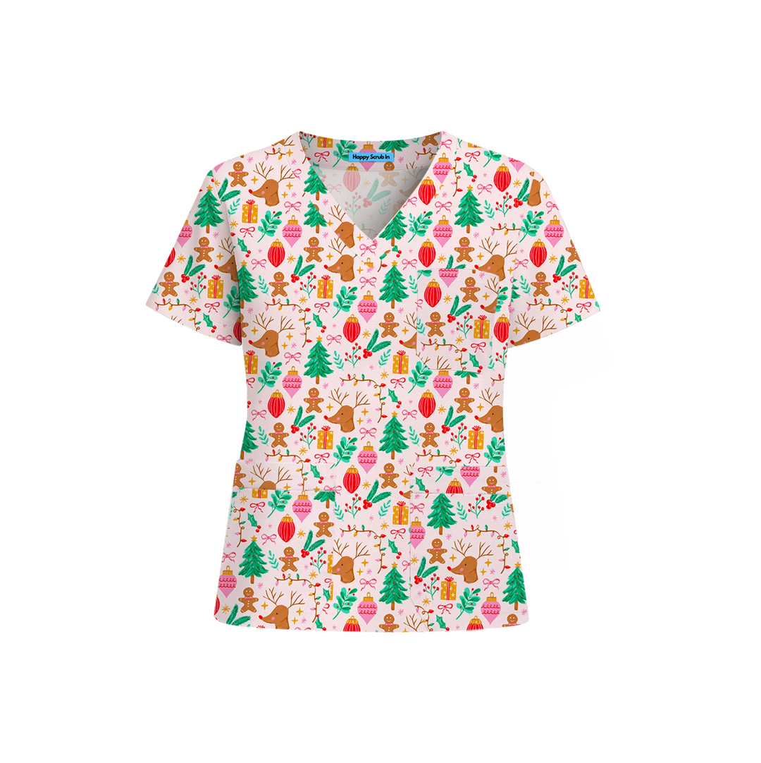 Holiday Shift Show Scrub Top (Ships on November 24, 2025)