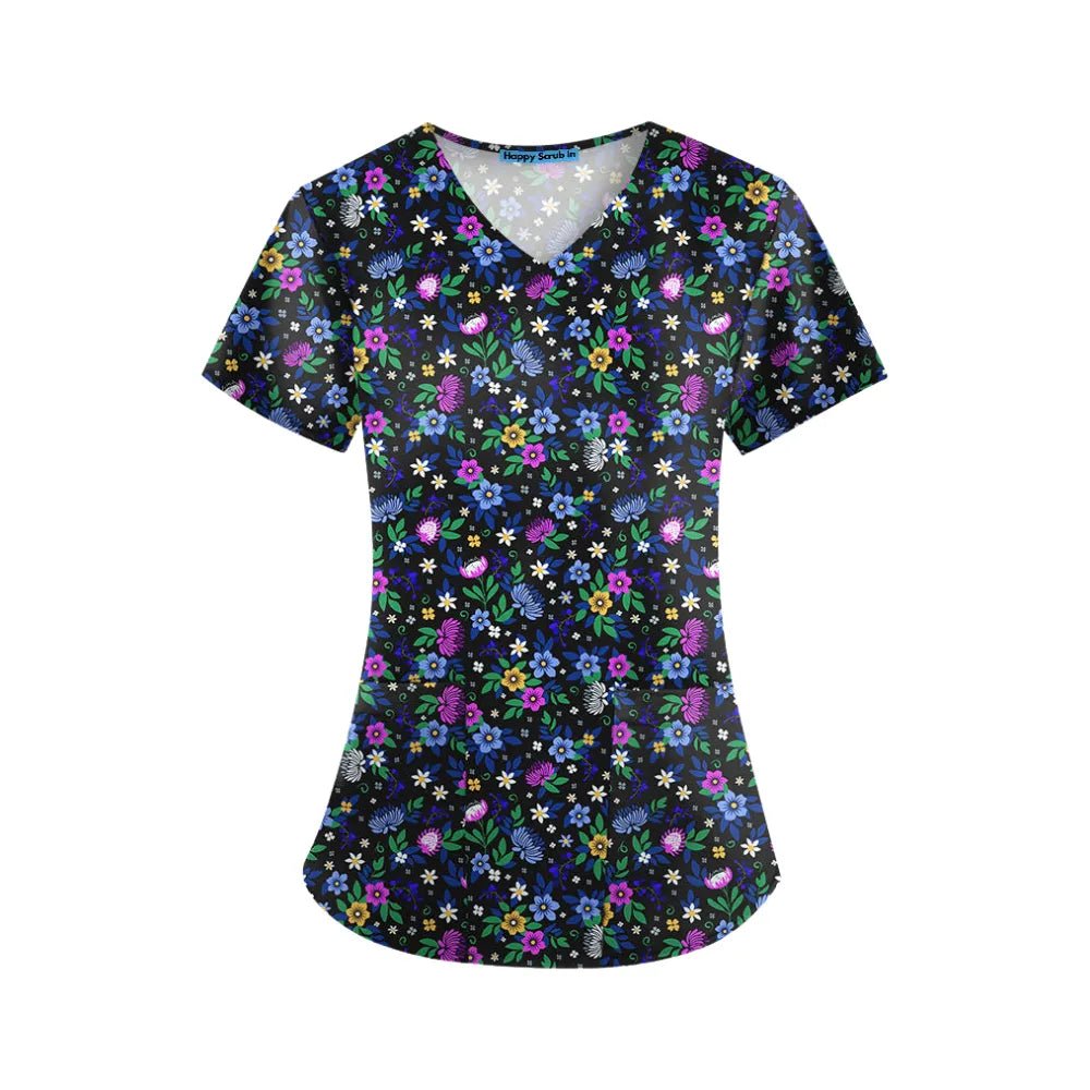 Late Night Flora Scrub Top - Happy Scrub In | Scrubs With Style