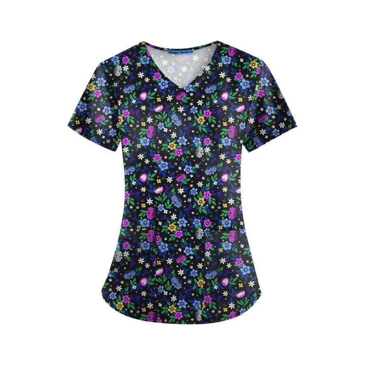 Late Night Flora Scrub Top - Happy Scrub In | Scrubs With Style
