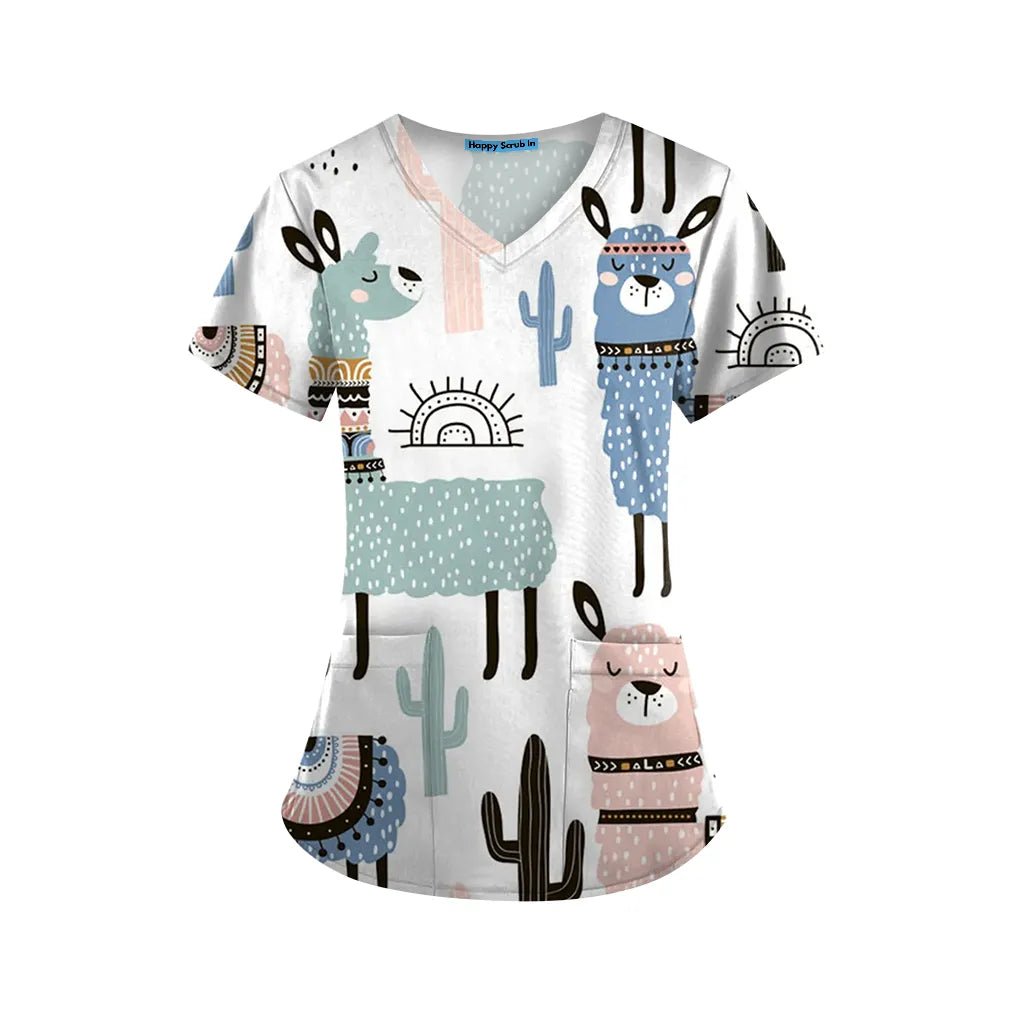 Llama No Drama Scrub Top - Happy Scrub In | Scrubs With Style