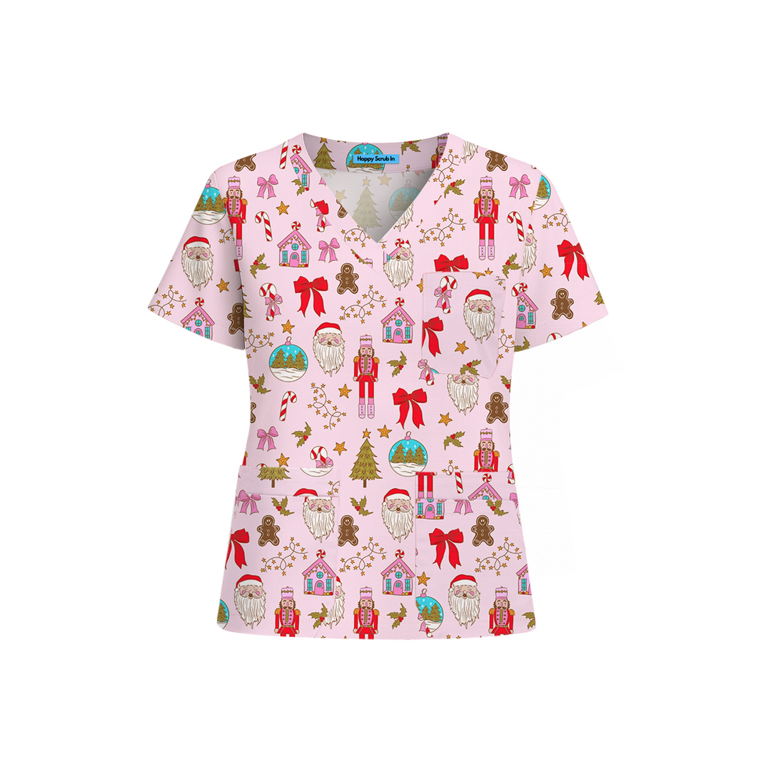 Pinkmas On Call Scrub Top (Ships on November 24, 2025)