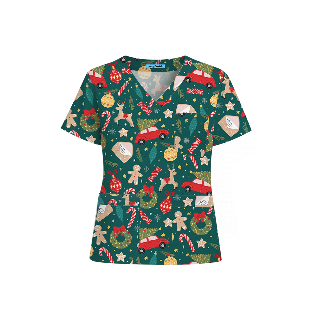 Scrubbin' Around the Christmas Tree Scrub Top (Ships on November 24, 2025)