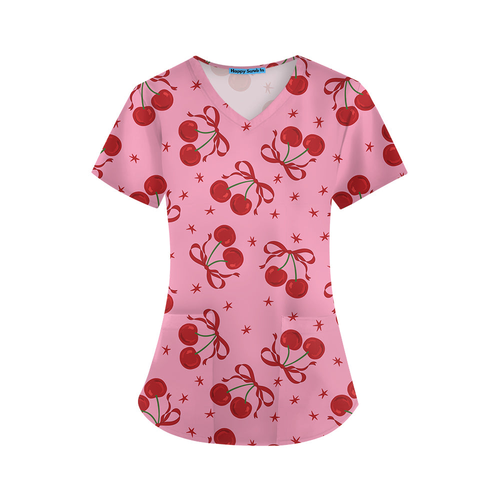 Cherry Lady Scrub Top