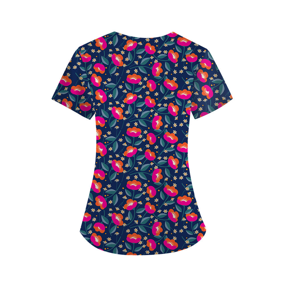 Floral in Emergency Scrub Top