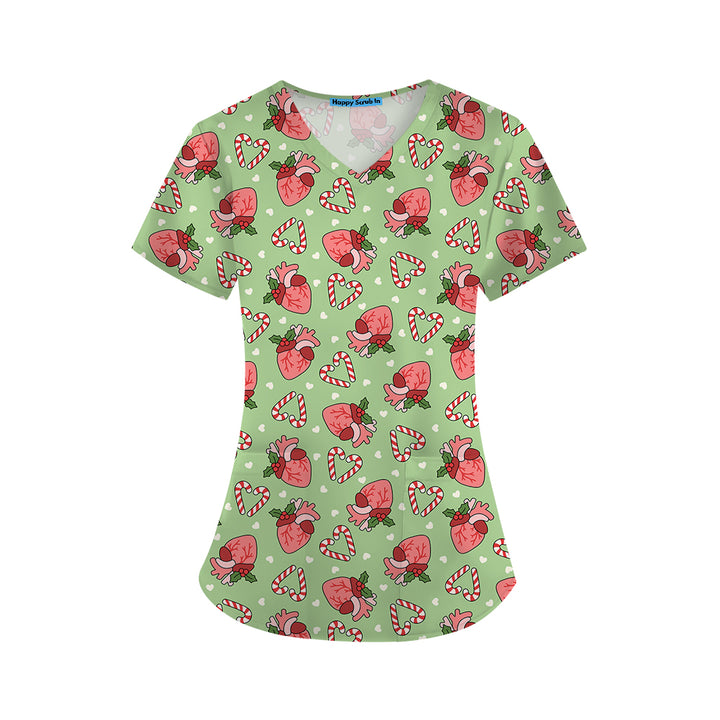 Heartful Christmas Scrub Top