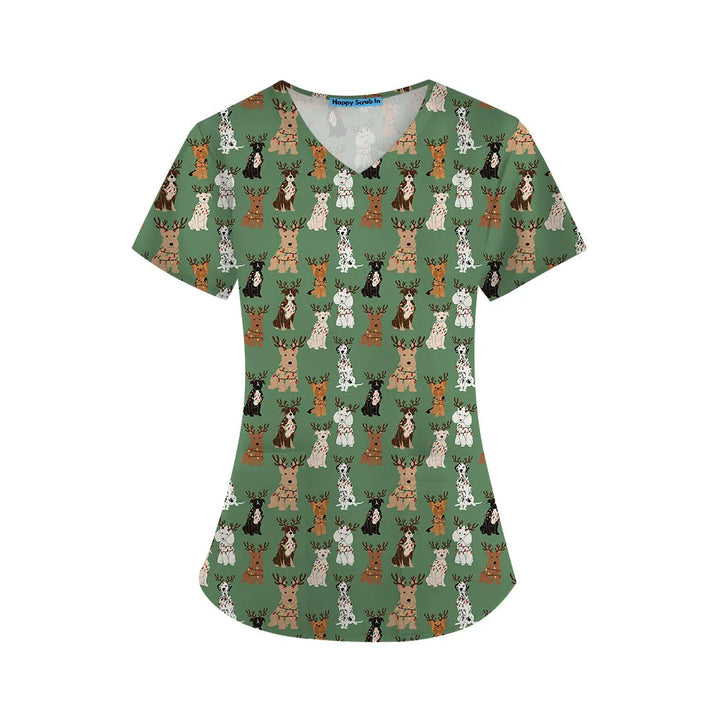 Winter Woofs Scrub Top