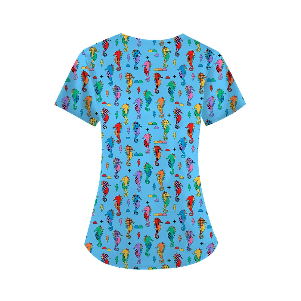 Seahorse Magic Scrub Top