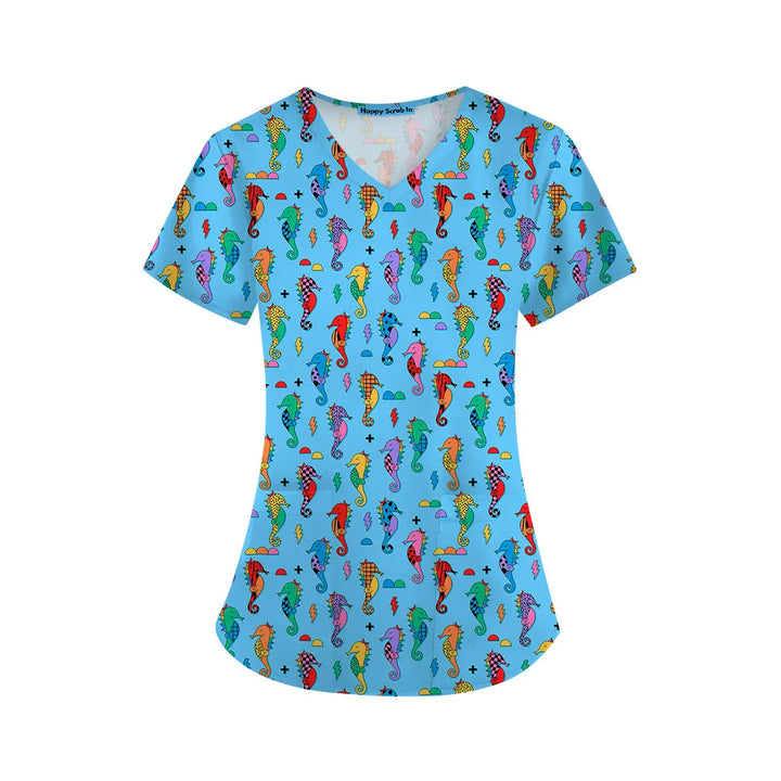 Seahorse Magic Scrub Top