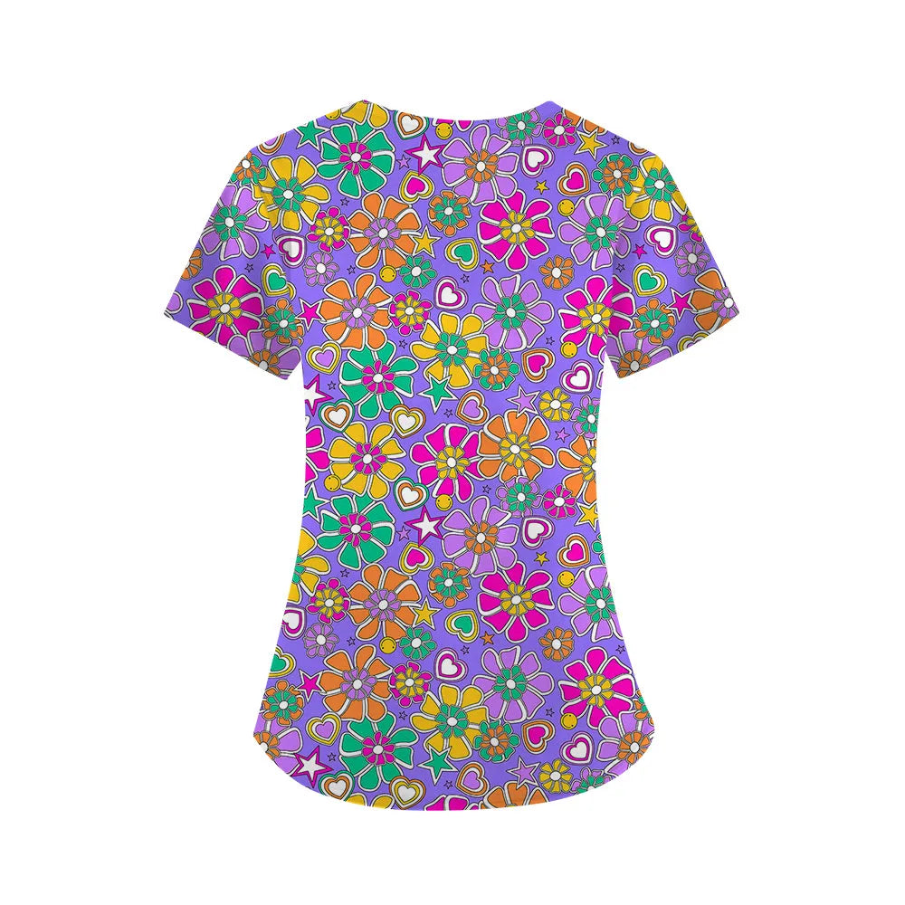 Floral Force Scrub Top