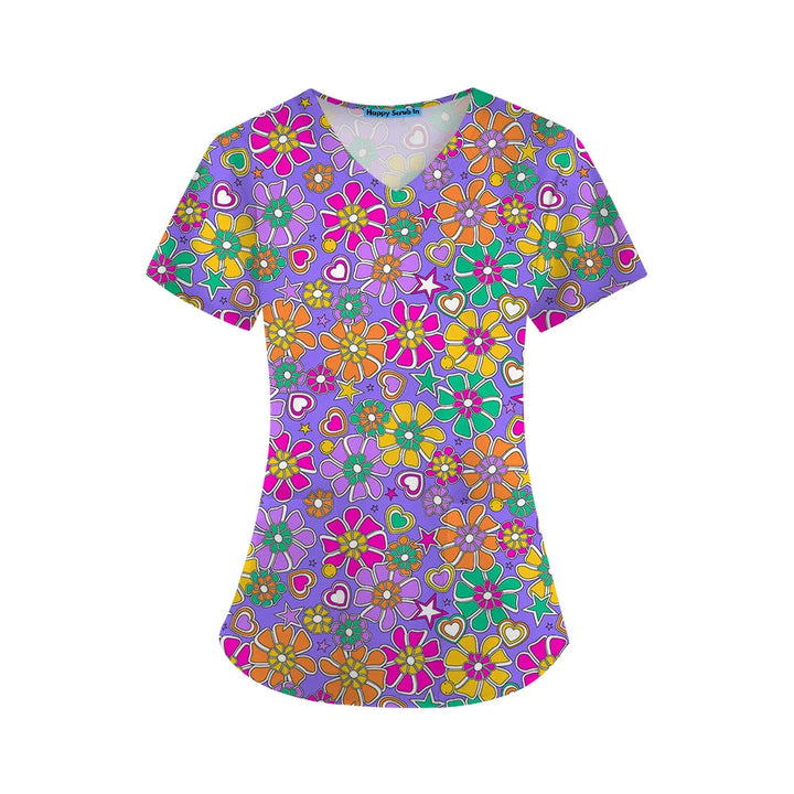 Floral Force Scrub Top