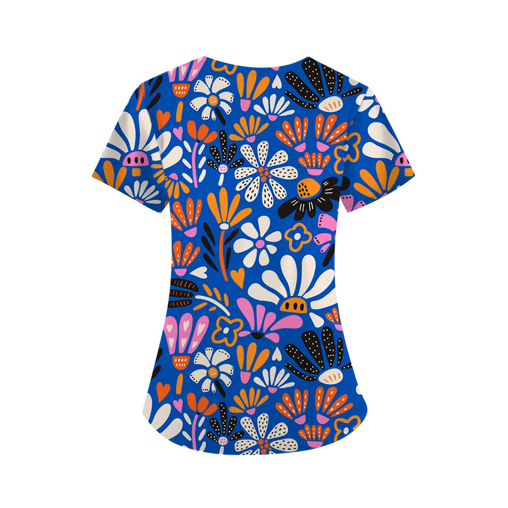 Dopamine Flowers Scrub Top