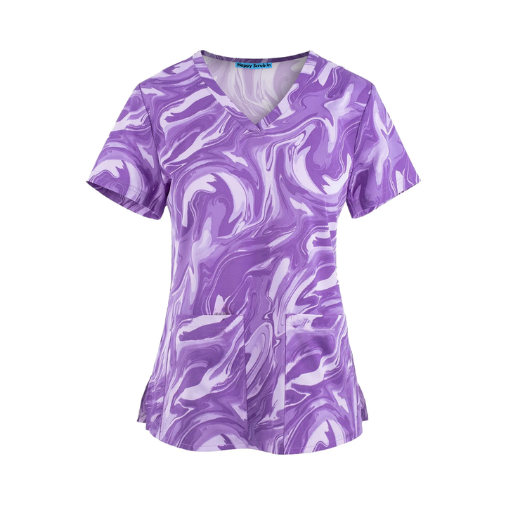 Lavender Marble Scrub Top