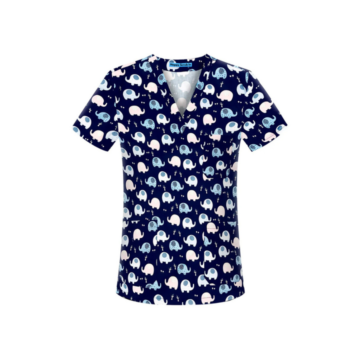 Elephant Paradise Scrub Top