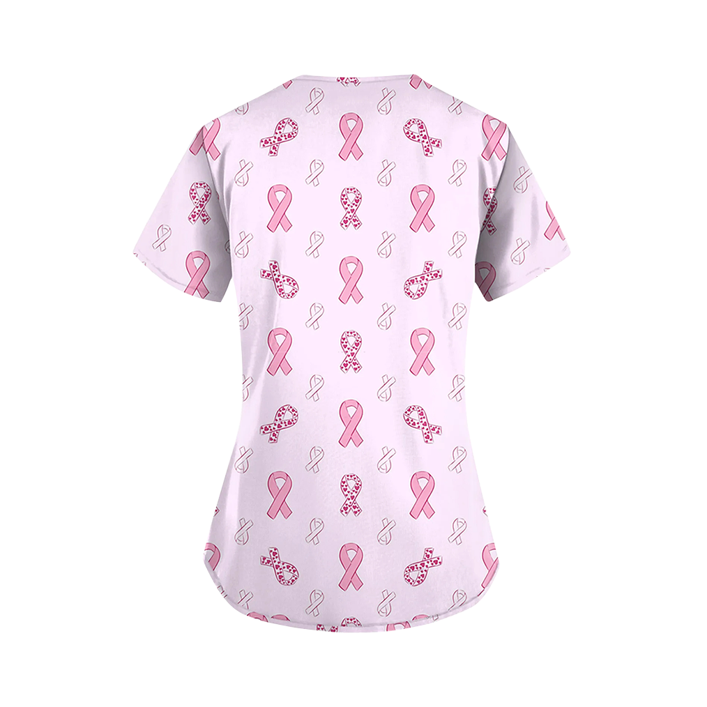 Pink Ribbon Scrub Top