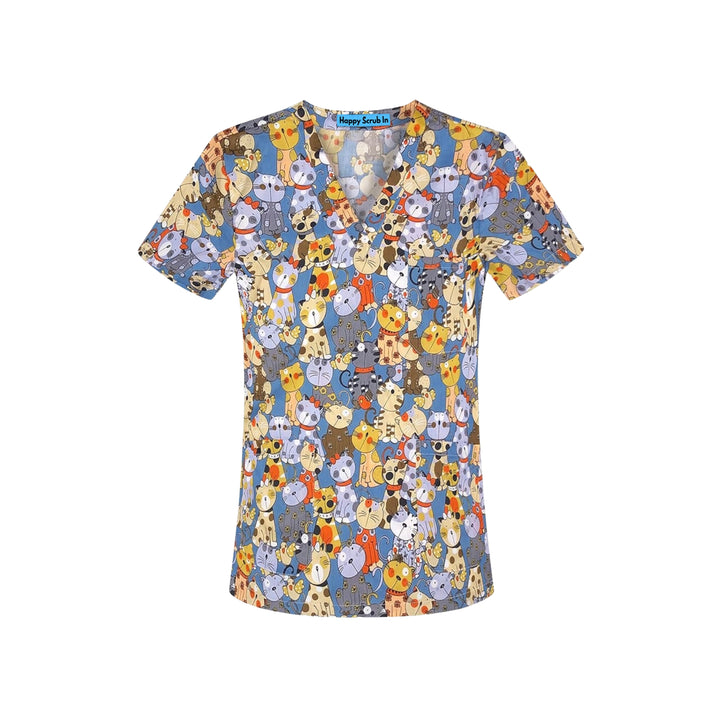 Cat Paradise Scrub Top