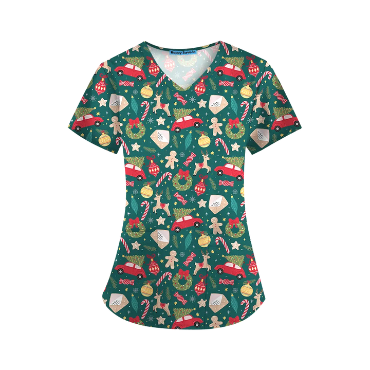 Scrubbin' Around the Christmas Tree Scrub Top