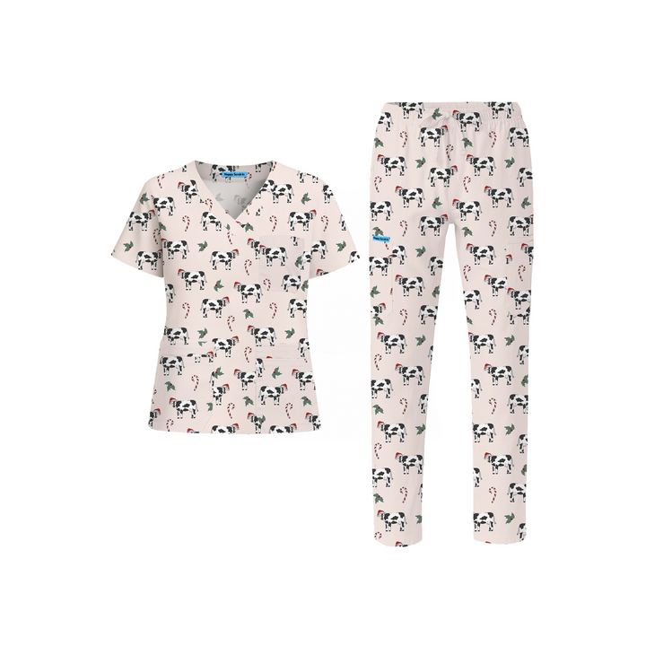 Christmas Moo-tivation Scrub Set (Ships on November 17, 2025)