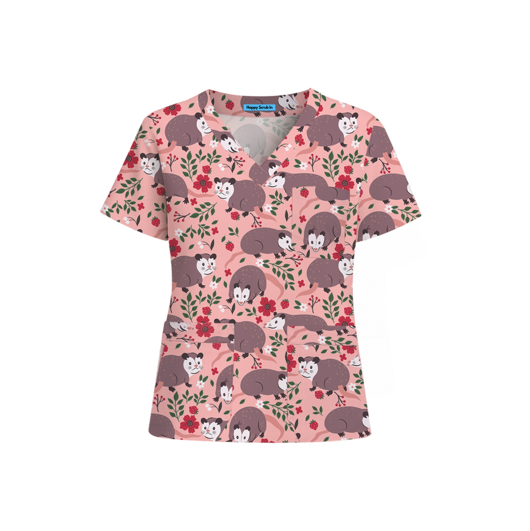 Awesome Opossum Scrub Top (Ships on February 16, 2026) - Happy Scrub In | Scrubs With Style