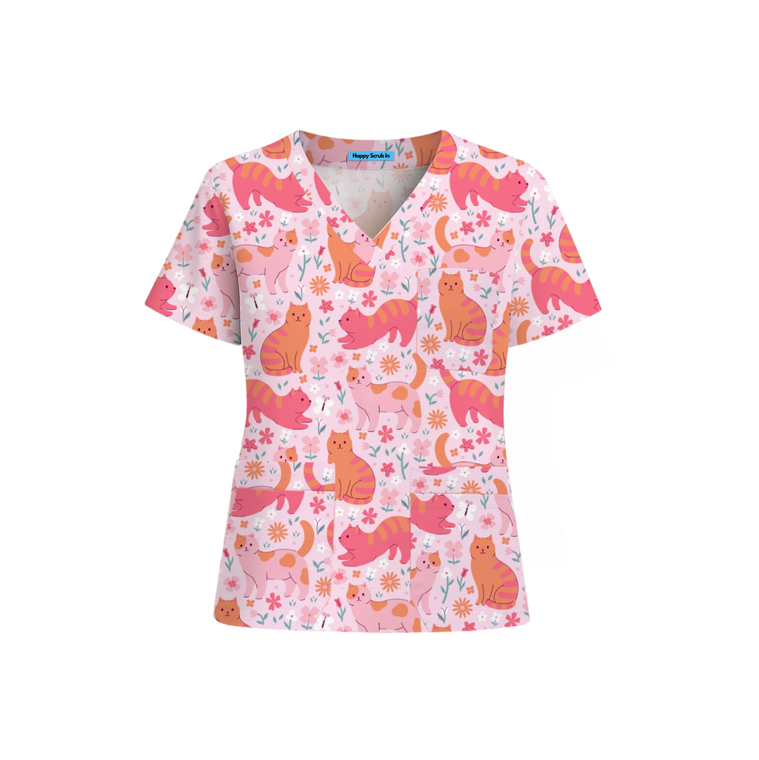 Cattitude Shift Scrub Top (Ships on January 11, 2026) - Happy Scrub In | Scrubs With Style