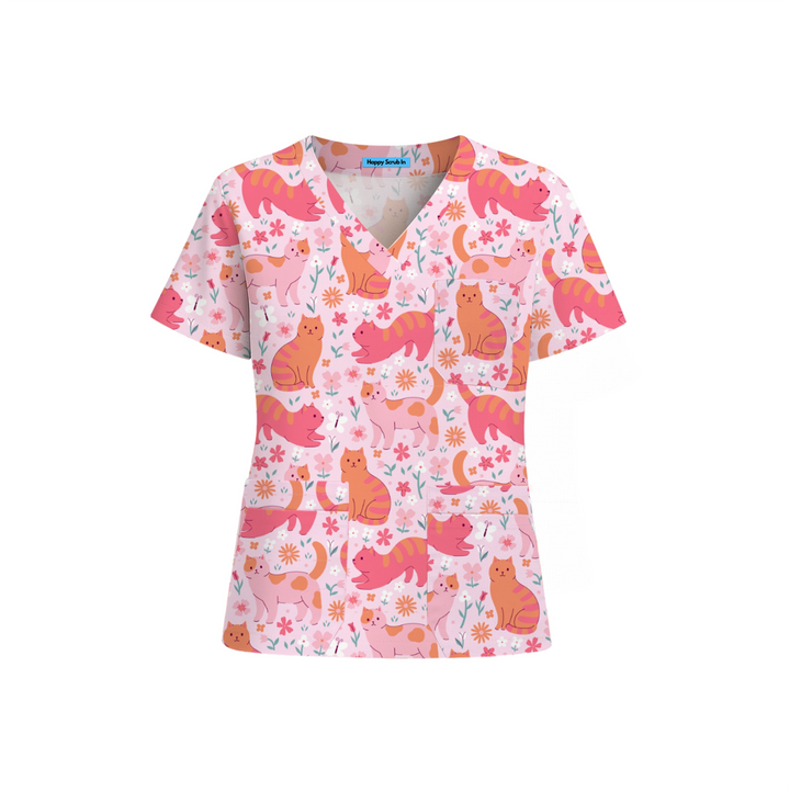 Cattitude Shift Scrub Top (Ships on January 11, 2026) - Happy Scrub In | Scrubs With Style