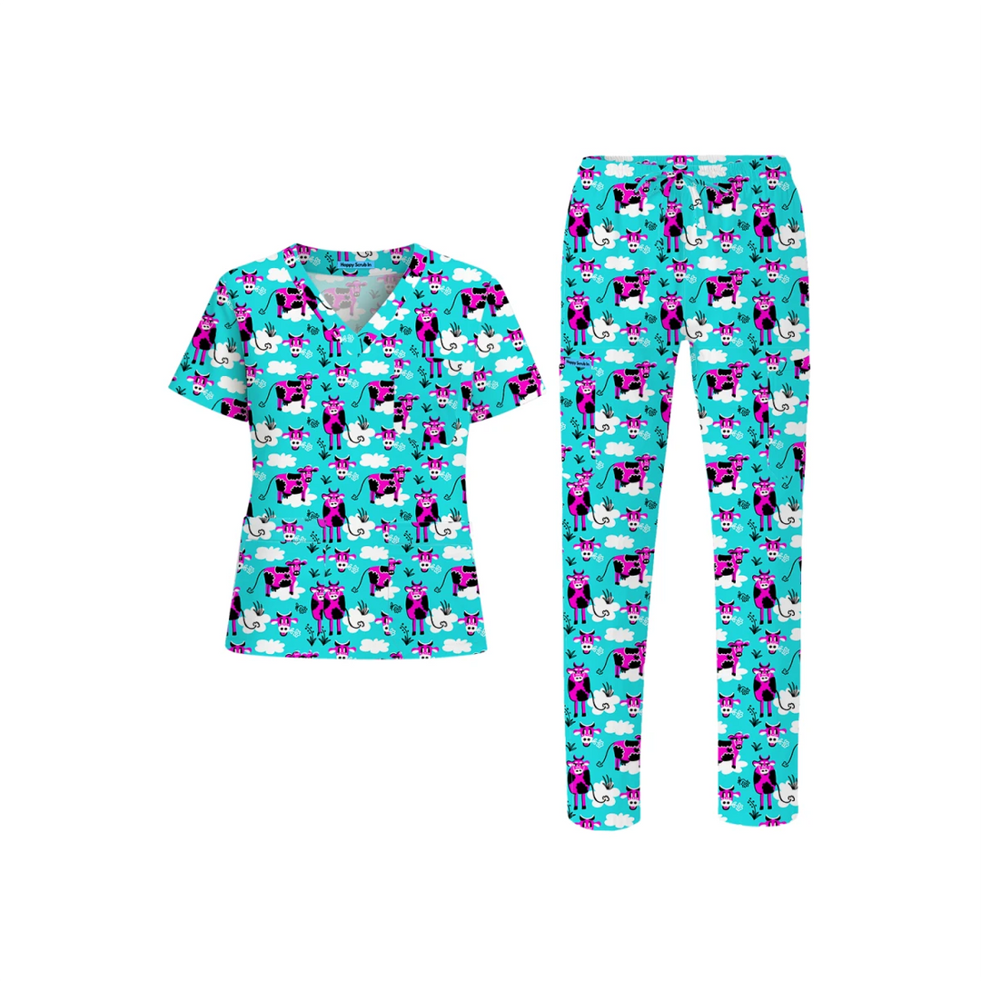 Cows in the Clouds Scrub Set (Ships on March 23, 2026) - Happy Scrub In | Scrubs With Style