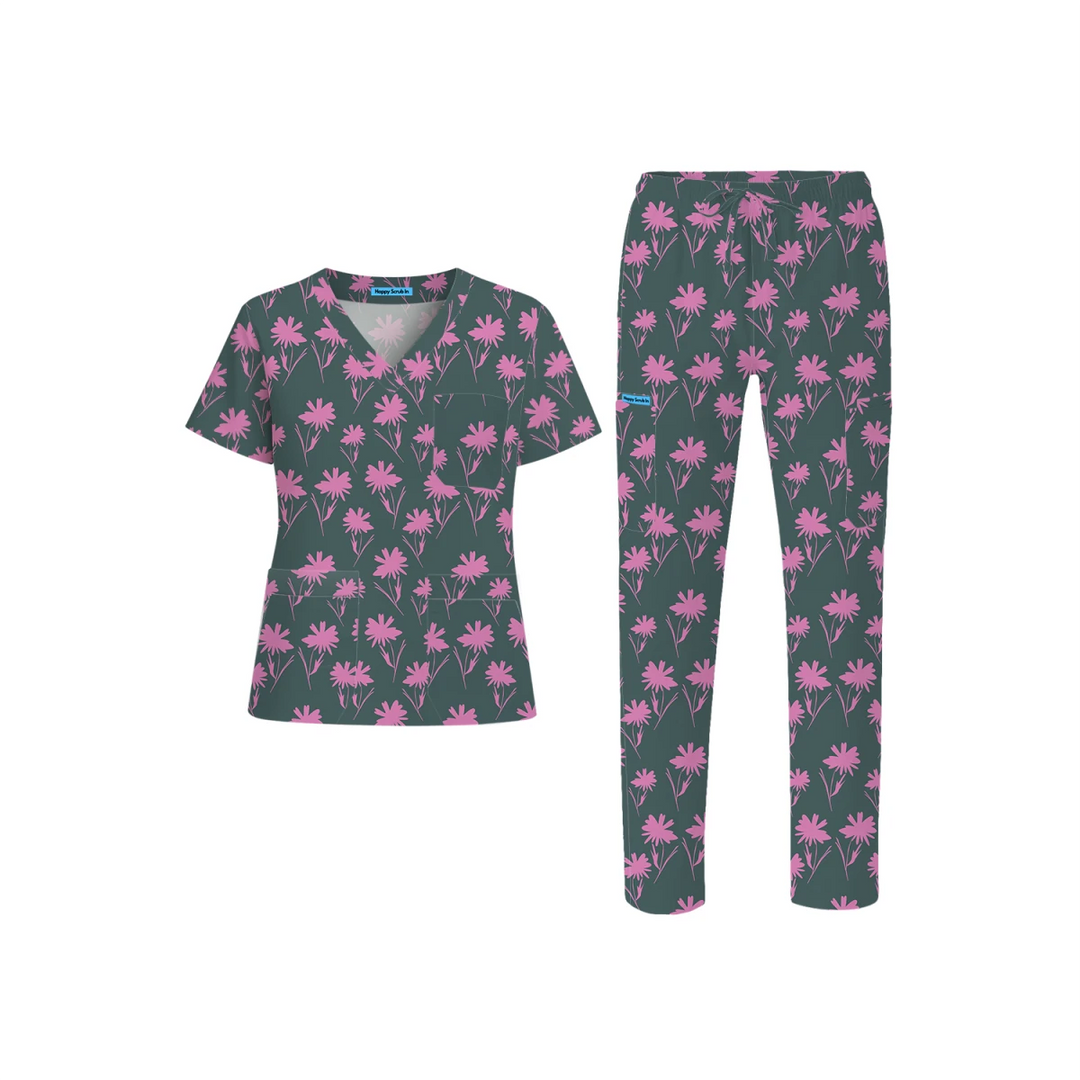 Dark Mode Daisy Scrub Set (Ships on March 23, 2026) - Happy Scrub In | Scrubs With Style