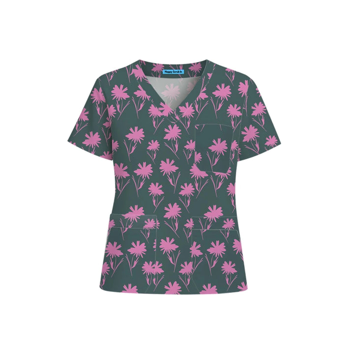 Dark Mode Daisy Scrub Top (Ships on March 23, 2026) - Happy Scrub In | Scrubs With Style