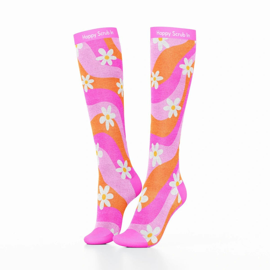 Floral Compression Socks - Happy Scrub In | Scrubs With Style