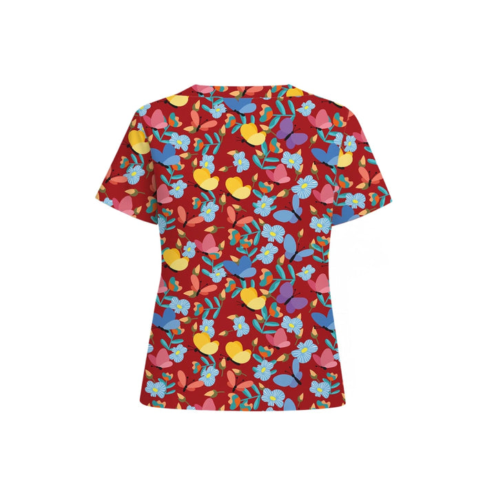 Flowers and Butterflies Scrub Top (Ships on March 23, 2026) - Happy Scrub In | Scrubs With Style
