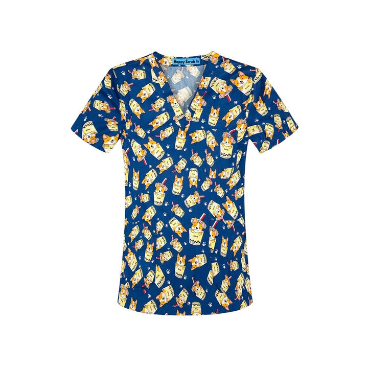Happy Corgi Scrub Top - Happy Scrub In | Scrubs With Style