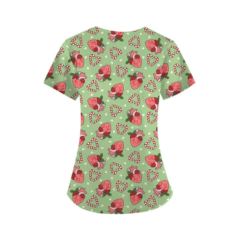 Heartful Christmas Scrub Top - Happy Scrub In | Scrubs With Style