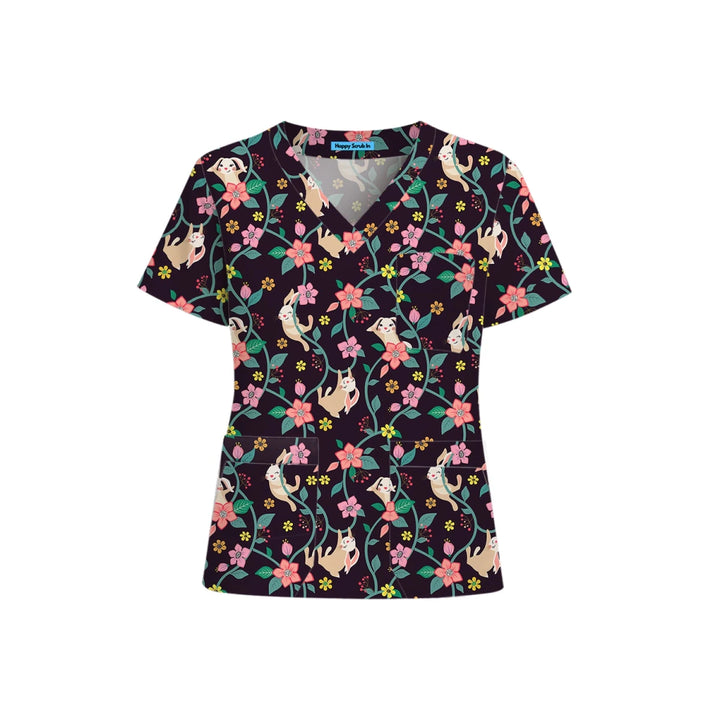 Hopping Bunnies Scrub Top (Ships on March 23, 2026) - Happy Scrub In | Scrubs With Style