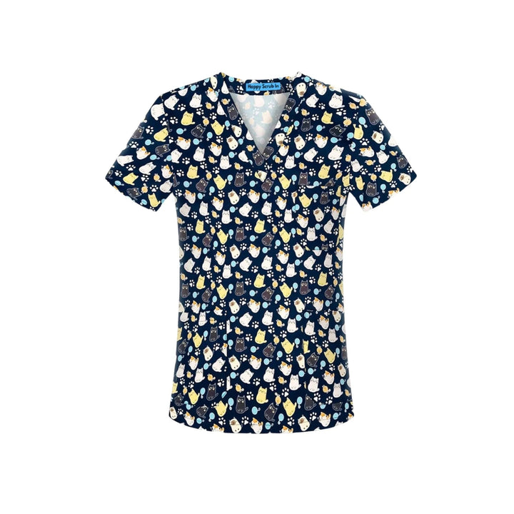 Kitty Cat Scrub Top - Happy Scrub In | Scrubs With Style