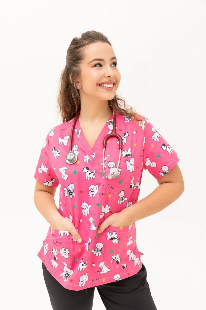 Lucky at the Vet's Scrub Top - Happy Scrub In | Scrubs With Style