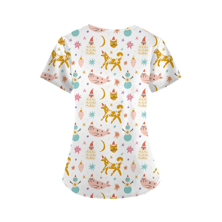 Meowy & White Scrub Top - Happy Scrub In | Scrubs With Style