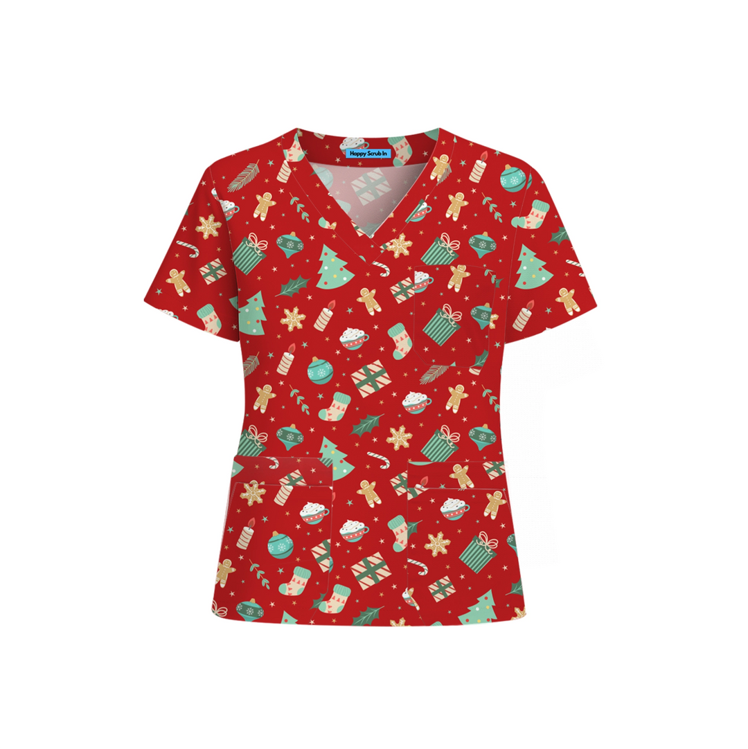 Merry Christmas Scrub Top - Happy Scrub In | Scrubs With Style