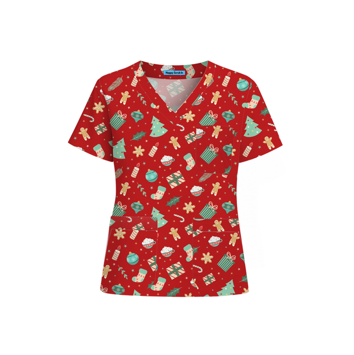 Merry Christmas Scrub Top - Happy Scrub In | Scrubs With Style