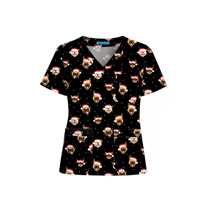 Merry Woofmas Scrub Top - Happy Scrub In | Scrubs With Style