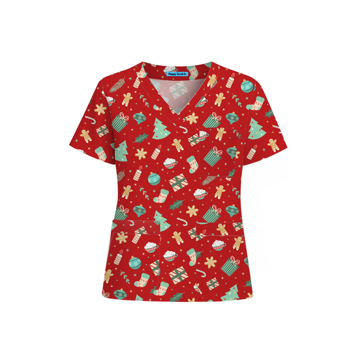 Merry Christmas Scrub Top (Ships on December 1, 2025)