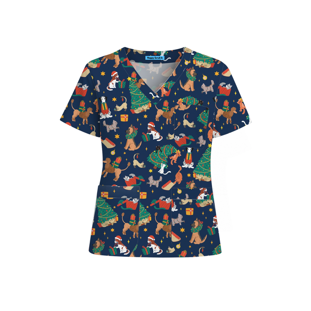 Messy Pawful Christmas Scrub Set (Ships on December 1, 2025)