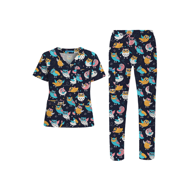 Night Shift Owl Scrub Set (Ships on February 16, 2026) - Happy Scrub In | Scrubs With Style