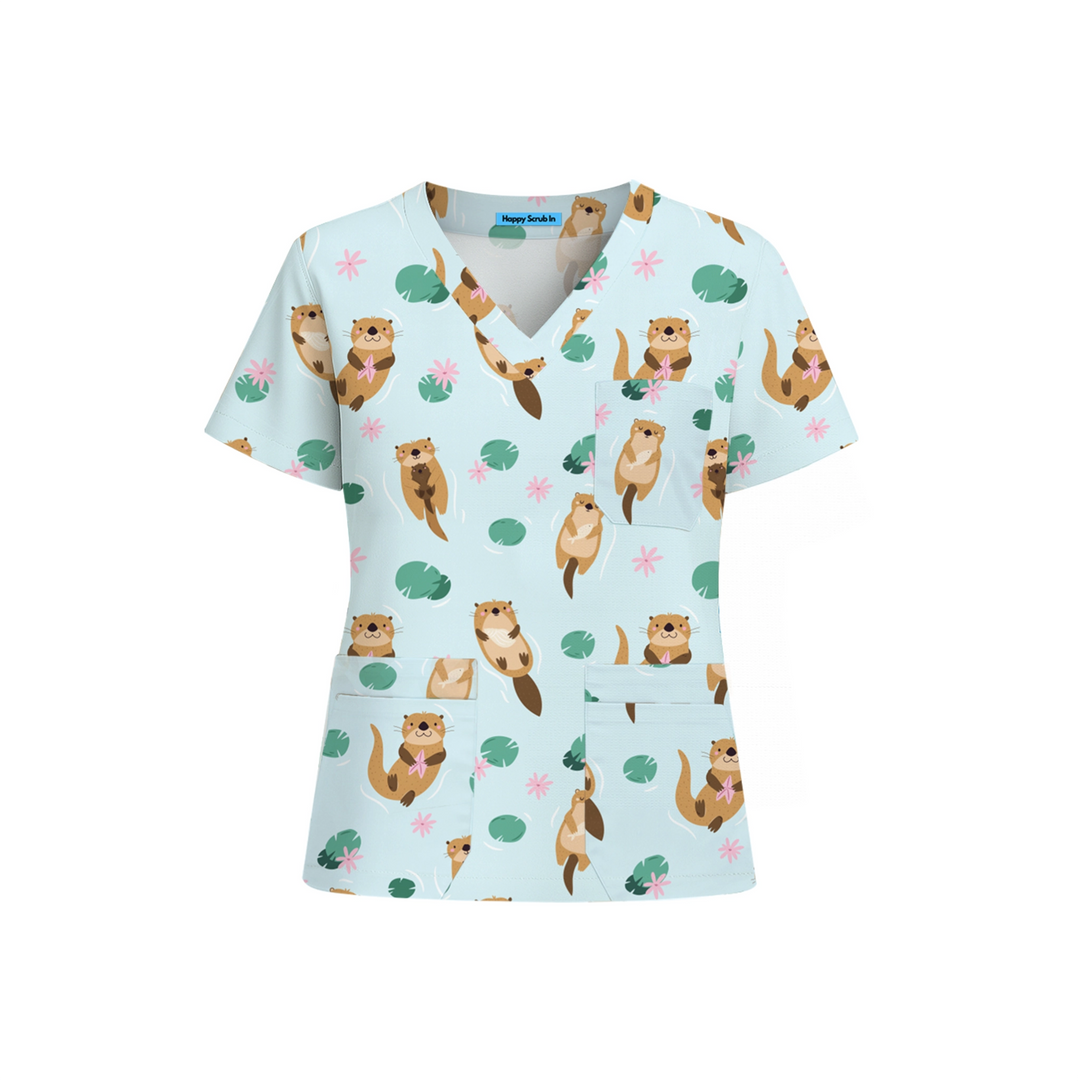 Otter Side Scrub Top (Ships on January 11, 2026) - Happy Scrub In | Scrubs With Style