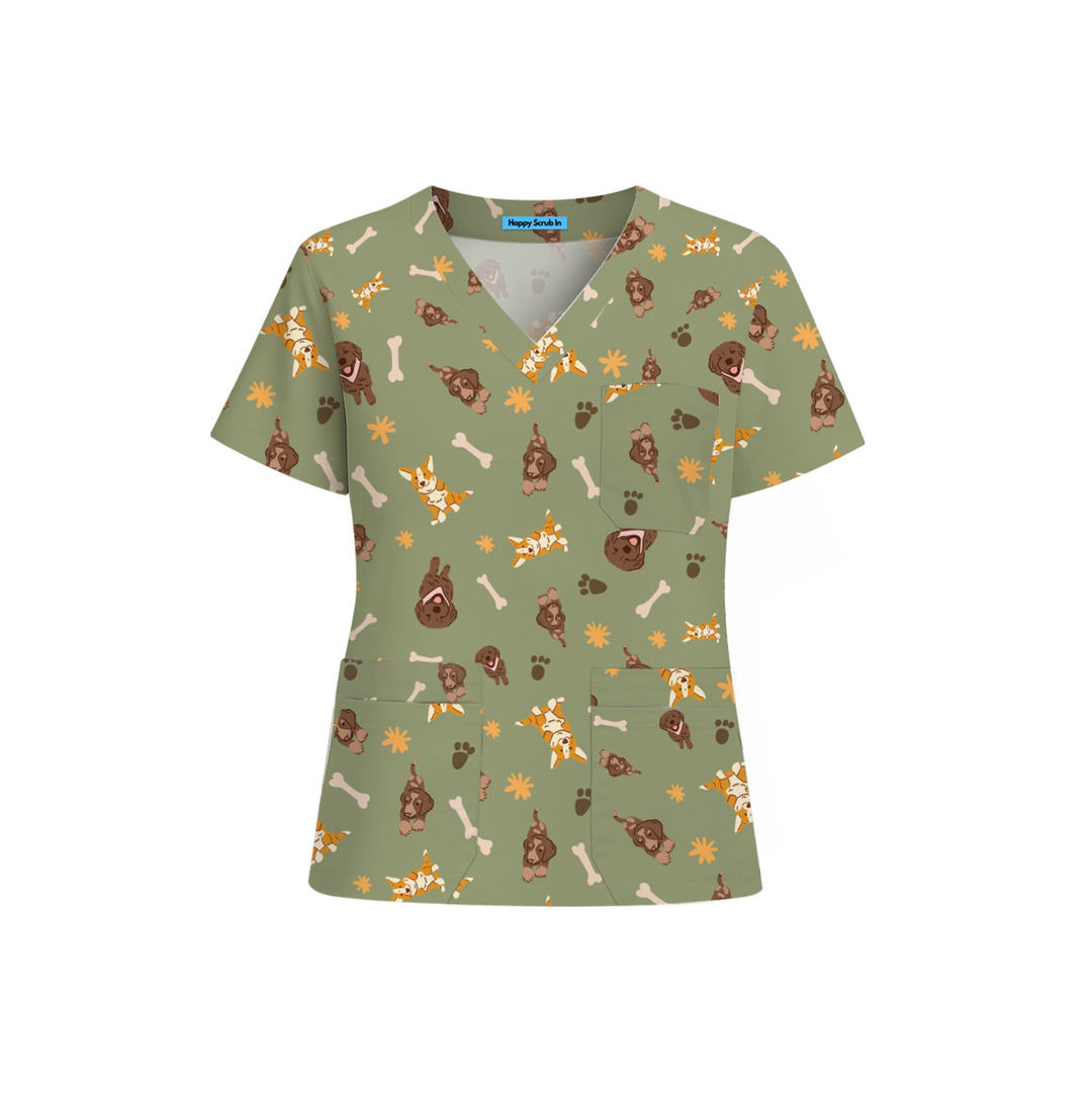Puppy Eyes Scrub Top (Ships on February 2, 2026) - Happy Scrub In | Scrubs With Style