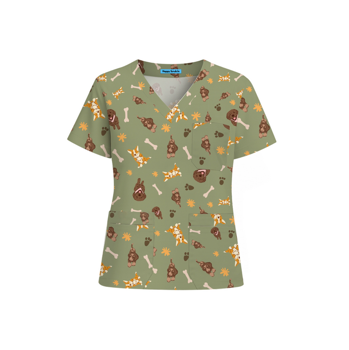 Puppy Eyes Scrub Top (Ships on February 2, 2026) - Happy Scrub In | Scrubs With Style
