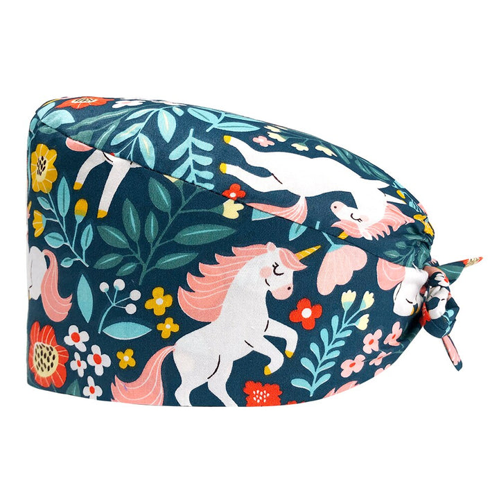 Unicorn in Flowers Scrub Cap